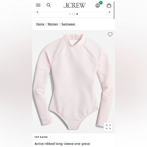 NWT J Crew ribbed long sleeve one piece swimsuit, pale blossom